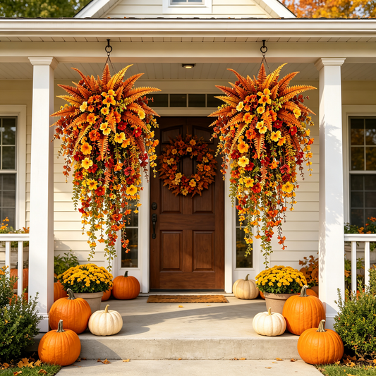 Artificial Fern for Autumn Outdoor Decor– Autumn Porch & Door Decoration