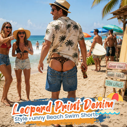 🐆 Bold Leopard‑Pattern Novelty Summer Swim Trunks