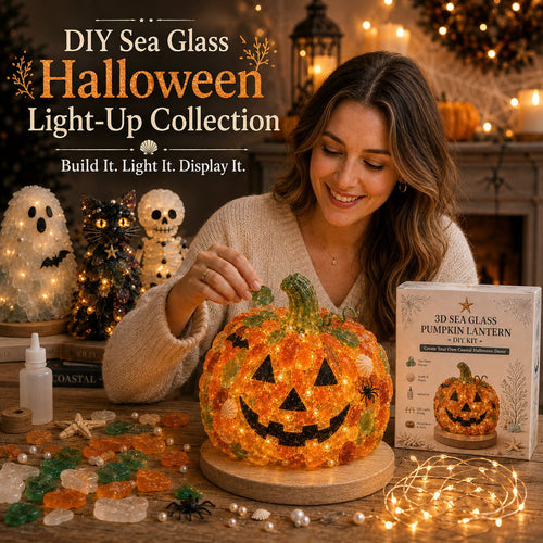 🎉⏳ 49% OFF – 🎃 Beginner-Friendly DIY Lighted Sea Glass Halloween Character Kit Collection | Complete Kit with Sea Glass Pieces, LED Lights & Step-by-Step Guide Included 💕