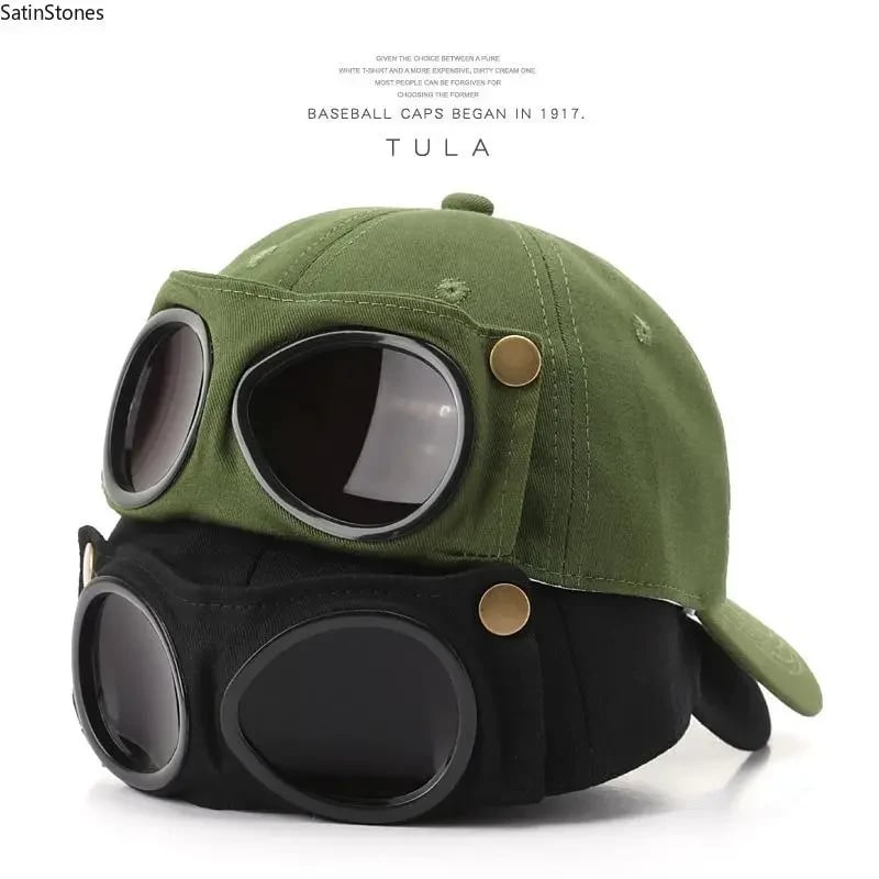 Pilot baseball cap with glasses style