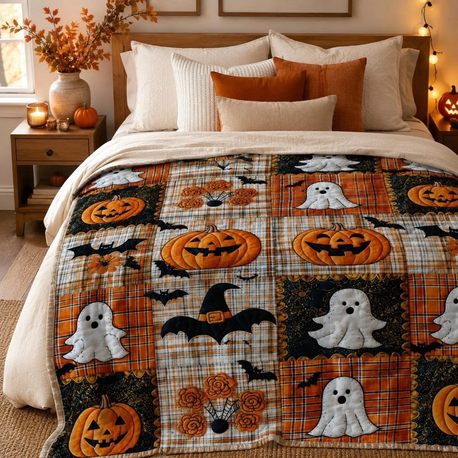🎃🔥Halloween Pumpkin & Bat Flannel Throw Blanket, Soft Lightweight Cozy Blanket for Sofa & Bed(✨Buy 2 Free Shipping)