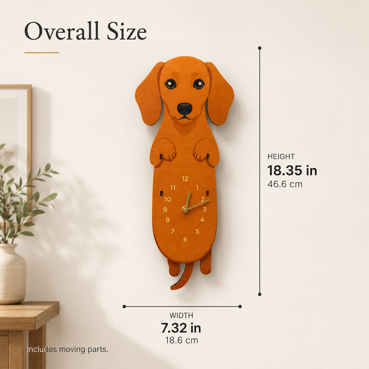 Swing Tail Dachshund Wooden Wall Clock 🐶