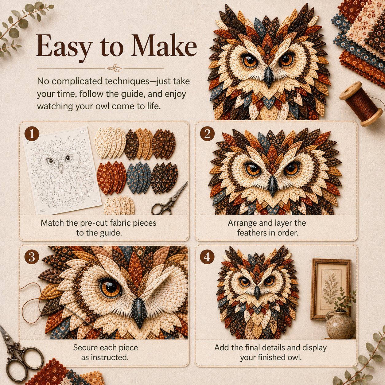 Patterned fabric feather detail