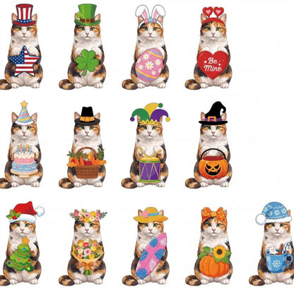 🎉🐾 Interchangeable Seasonal Animal Wooden Decor Set