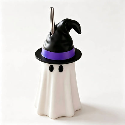 👻 Spooky Sips™ Ghost Tumbler – Halloween Witch Hat Cup