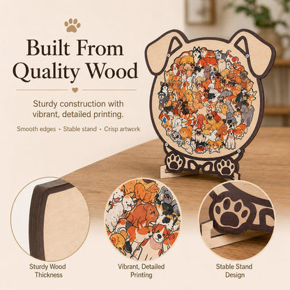 🔥Last Day 50% OFF - Charming Dog Breed Wooden Silhouette Puzzle Board With Stand