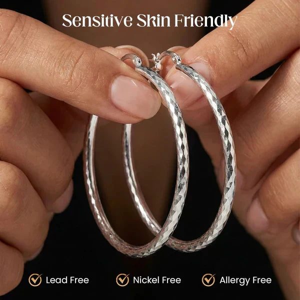 🎉BUY 1 GET 1 FREE🎁Diamond-Cut Hoop Earrings for Women – Elegant, Sparkling 💎