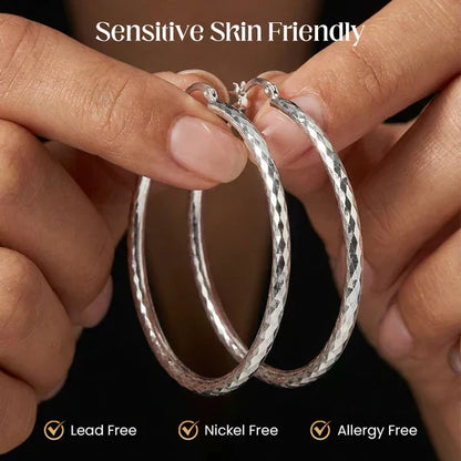 🎉BUY 1 GET 1 FREE🎁Diamond-Cut Hoop Earrings for Women – Elegant, Sparkling 💎