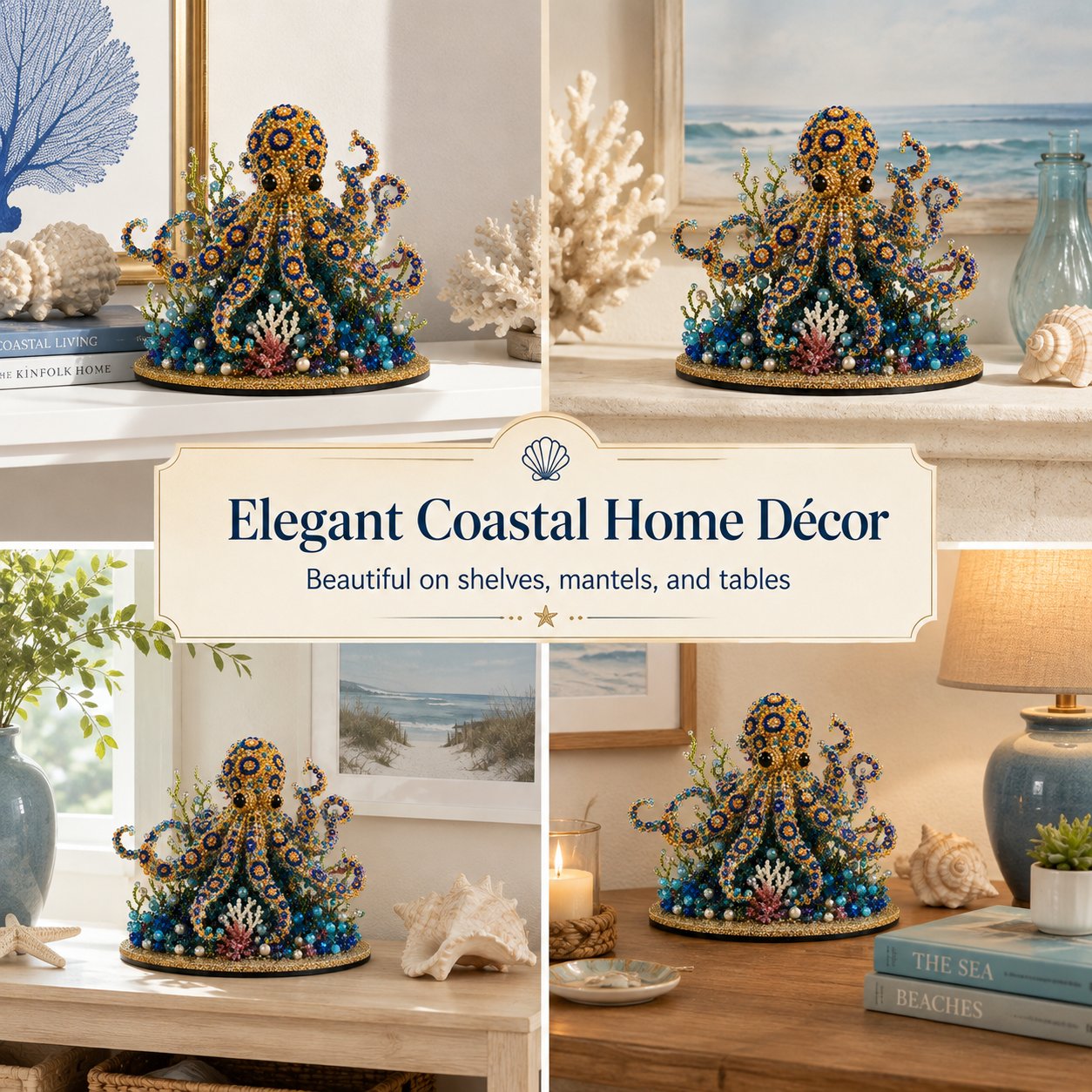 🔥LAST DAY 50% OFF -  🌊 Ocean Sparkle Animal Craft Kit | Create a Dimensional Underwater Centerpiece with Colorful Beads, Pearls & Coastal Details 🐚✨