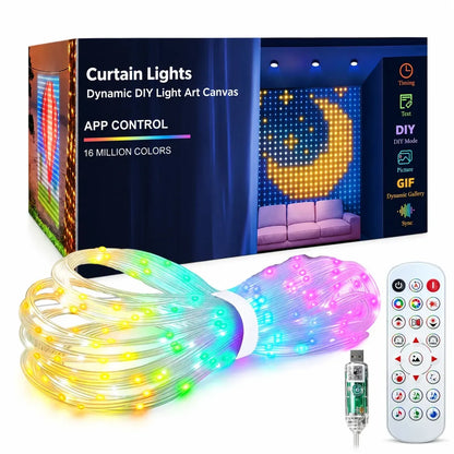 🎄 Smart LED Curtain Lights | App-Controlled Animated Christmas Wall Display ✨