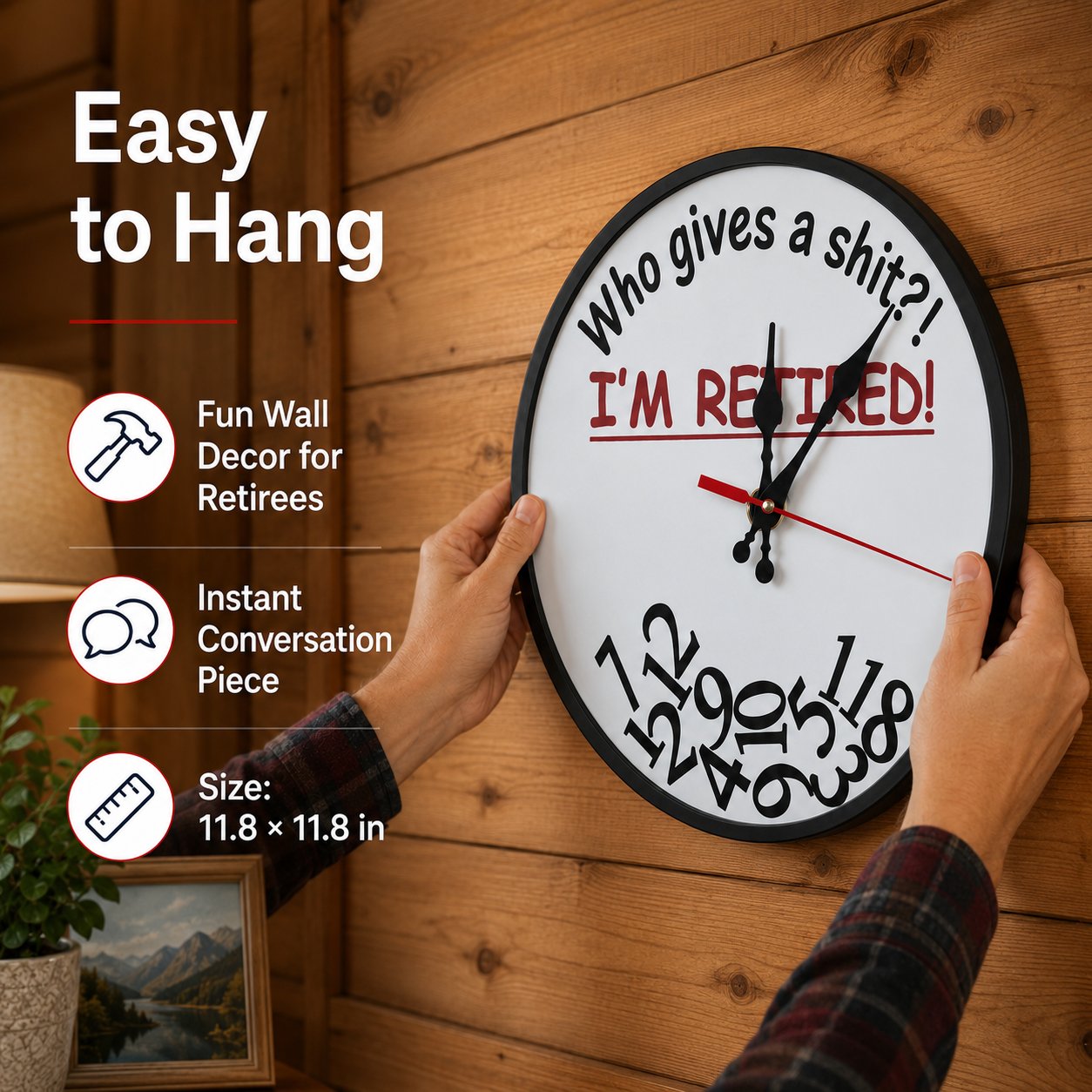 ⏰ "Who Cares What Time It Is? You’re Retired!" 🎉 Funny Retirement Wall Clock