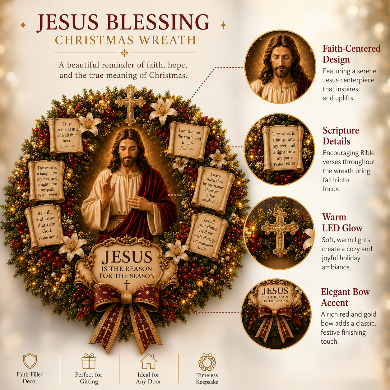 🔥Hot Sale 60% OFF✝️ Jesus Blessing Christmas Wreath