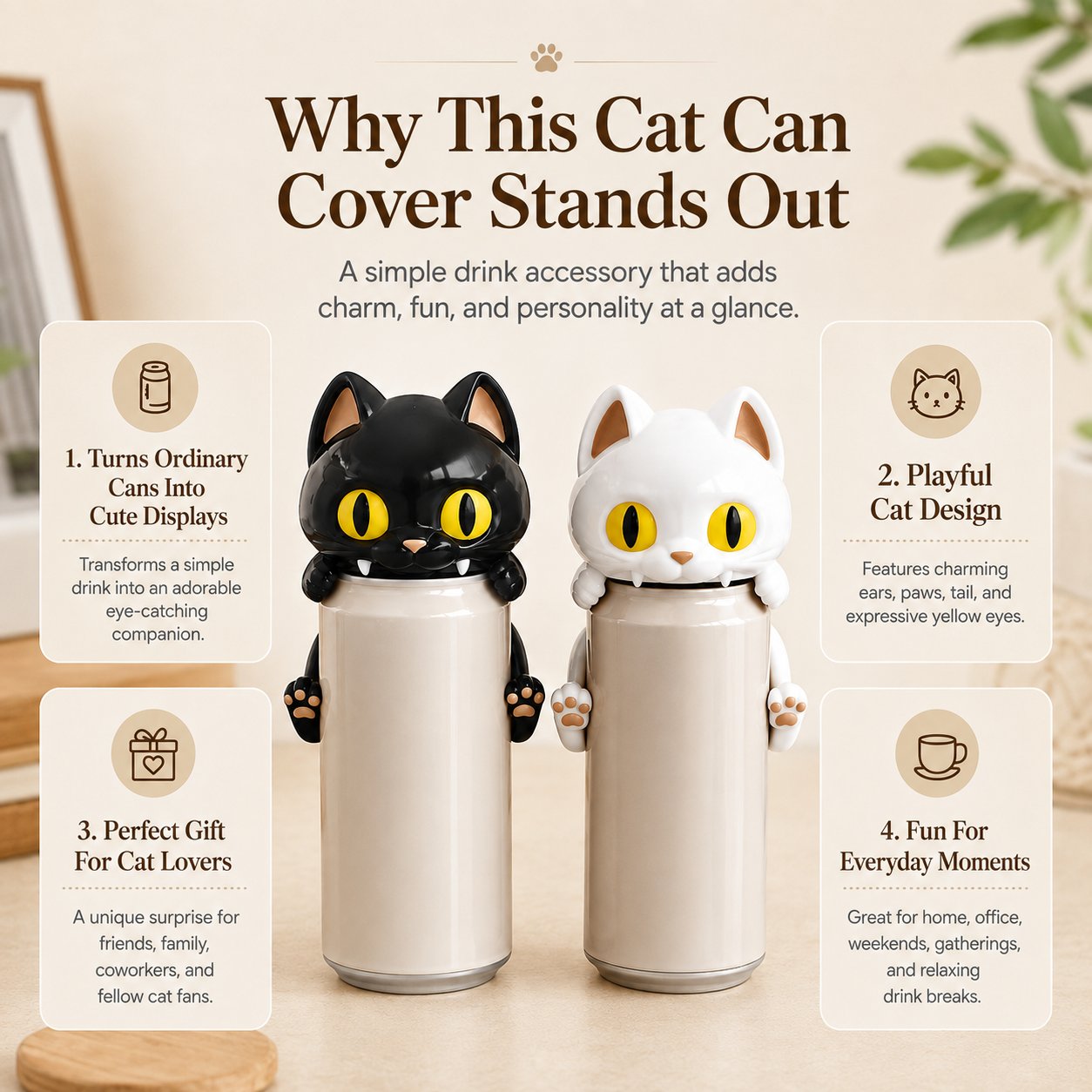 🐱 Cat Can Cover – The Cute Feline Drink Companion That Makes Every Sip More Fun