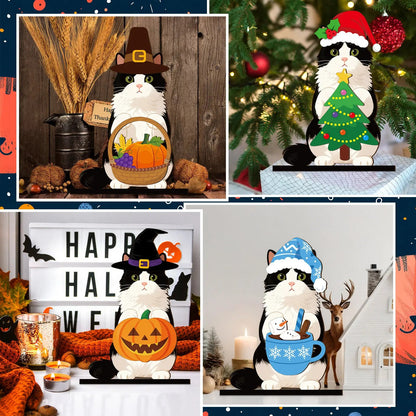 🎉🐾 Interchangeable Seasonal Animal Wooden Decor Set