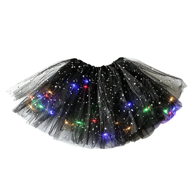 🏆 Last Day 50%OFF!🎁LED Light Up Sequin Tutu Skirt Star Mesh Princess Skirt for Girls and Adults