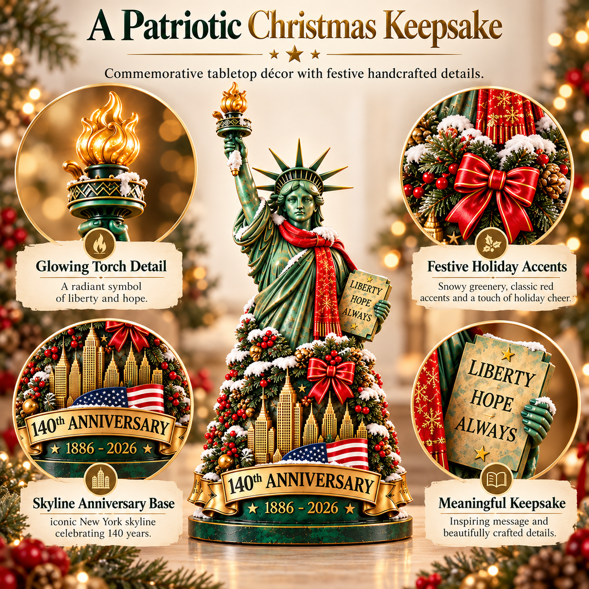 🇺🇸🎄Statue of Liberty 140th Anniversary Christmas Keepsake™ – 1886–2026