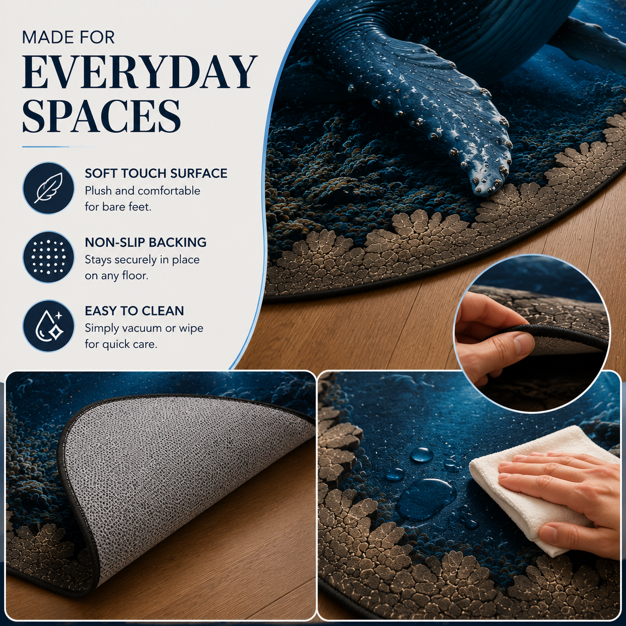 Ocean illusion rug in home interior