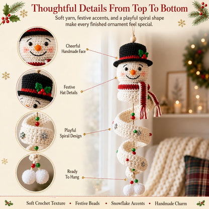 🔥 Limited Time Sale 49% OFF – ☃️ Crochet Snowman Spiral Ornament DIY Kit | Complete Beginner-Friendly Set with Soft Yarn, Crochet Hook, Festive Beads, Snowflakes & Step-by-Step Guide 🧶🎄✨