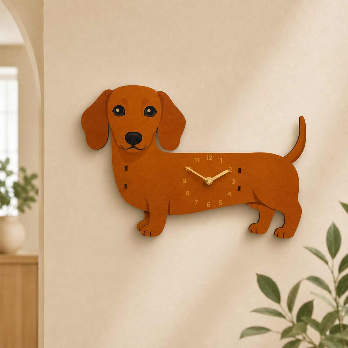 Swing Tail Dachshund Wooden Wall Clock 🐶