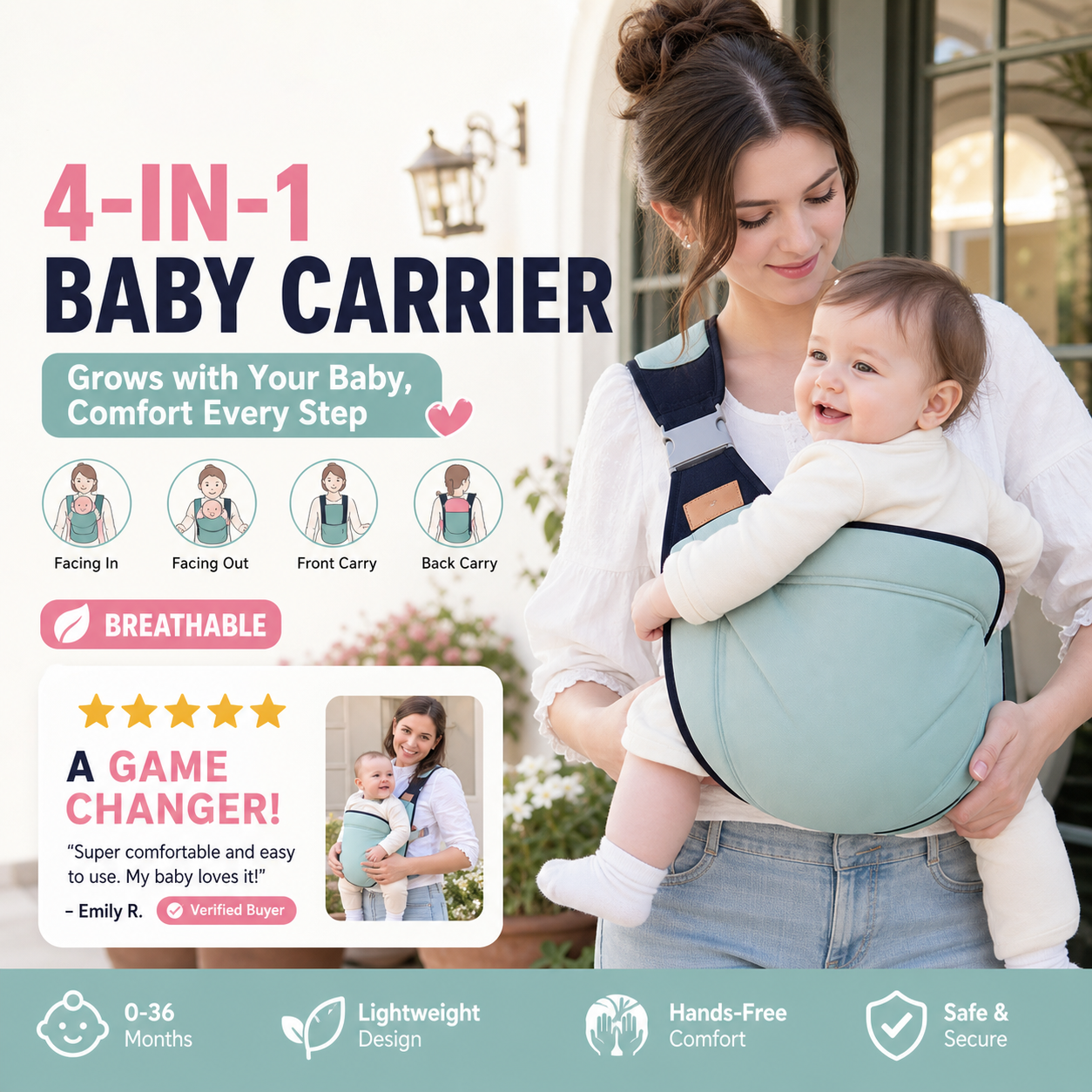 4-in-1 Breathable Baby Carrier