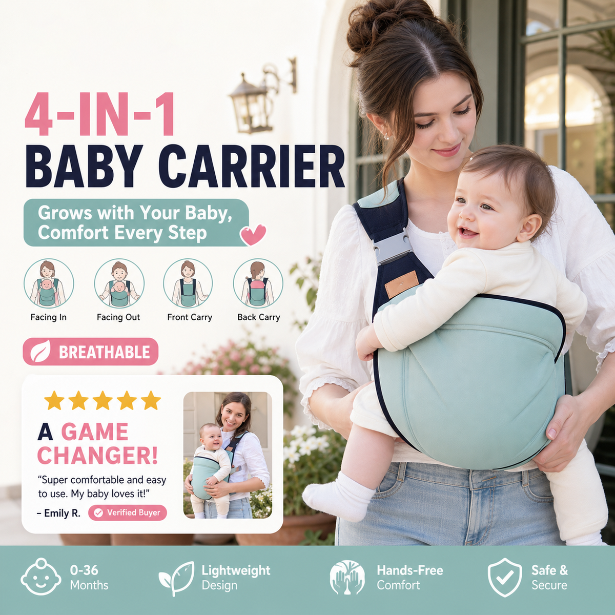 🎉 2026 Sale — Over 30,000 Sold! 👶 4-in-1 Breathable Baby Carrier – 0-36 Months, Front/Back/Facing In/Out – Hands-Free Comfort for Parent & Baby! ✨