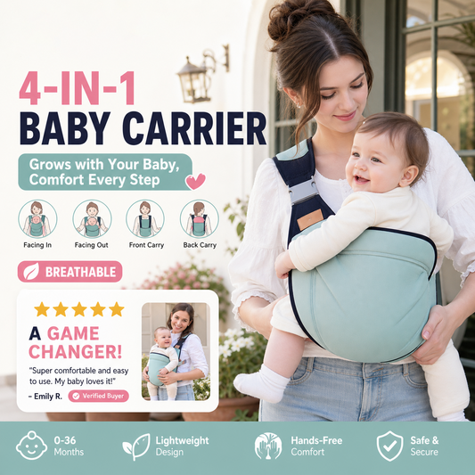 🎉 2026 Sale — Over 30,000 Sold! 👶 4-in-1 Breathable Baby Carrier – 0-36 Months, Front/Back/Facing In/Out – Hands-Free Comfort for Parent & Baby! ✨