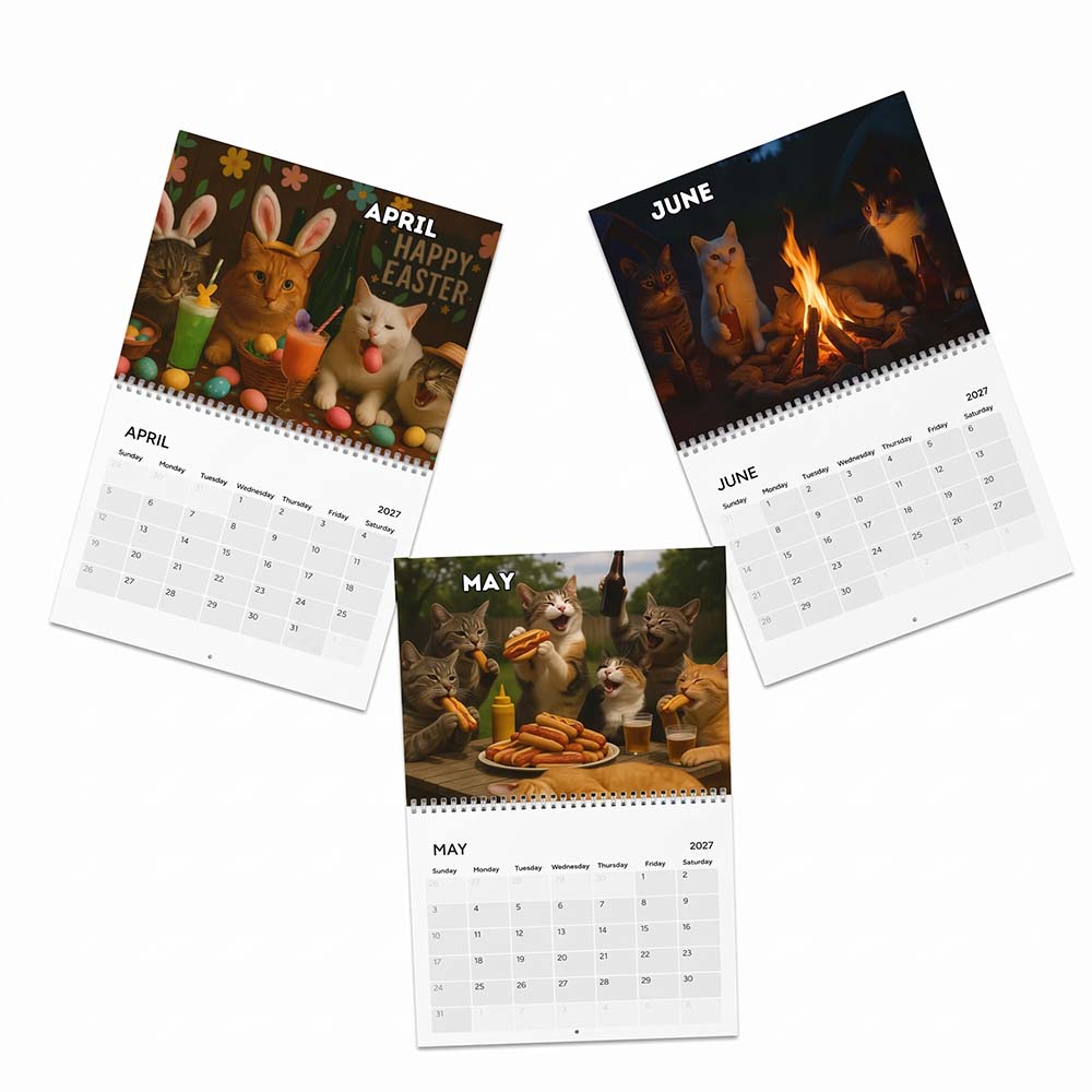 Drunk cat calendar full colour artwork