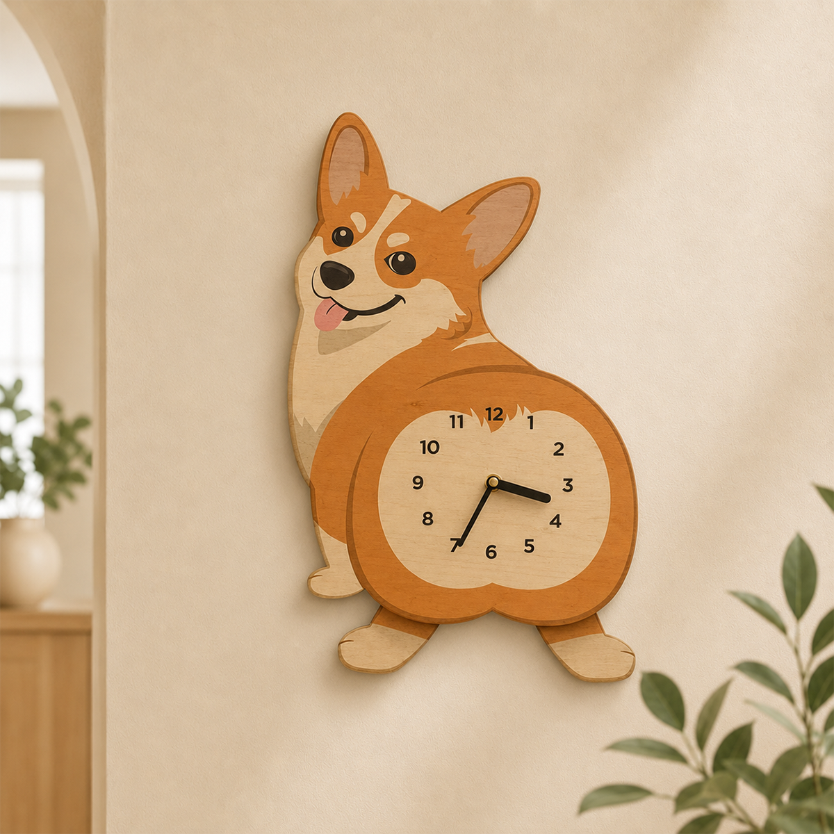 Swing Tail Dachshund Wooden Wall Clock 🐶