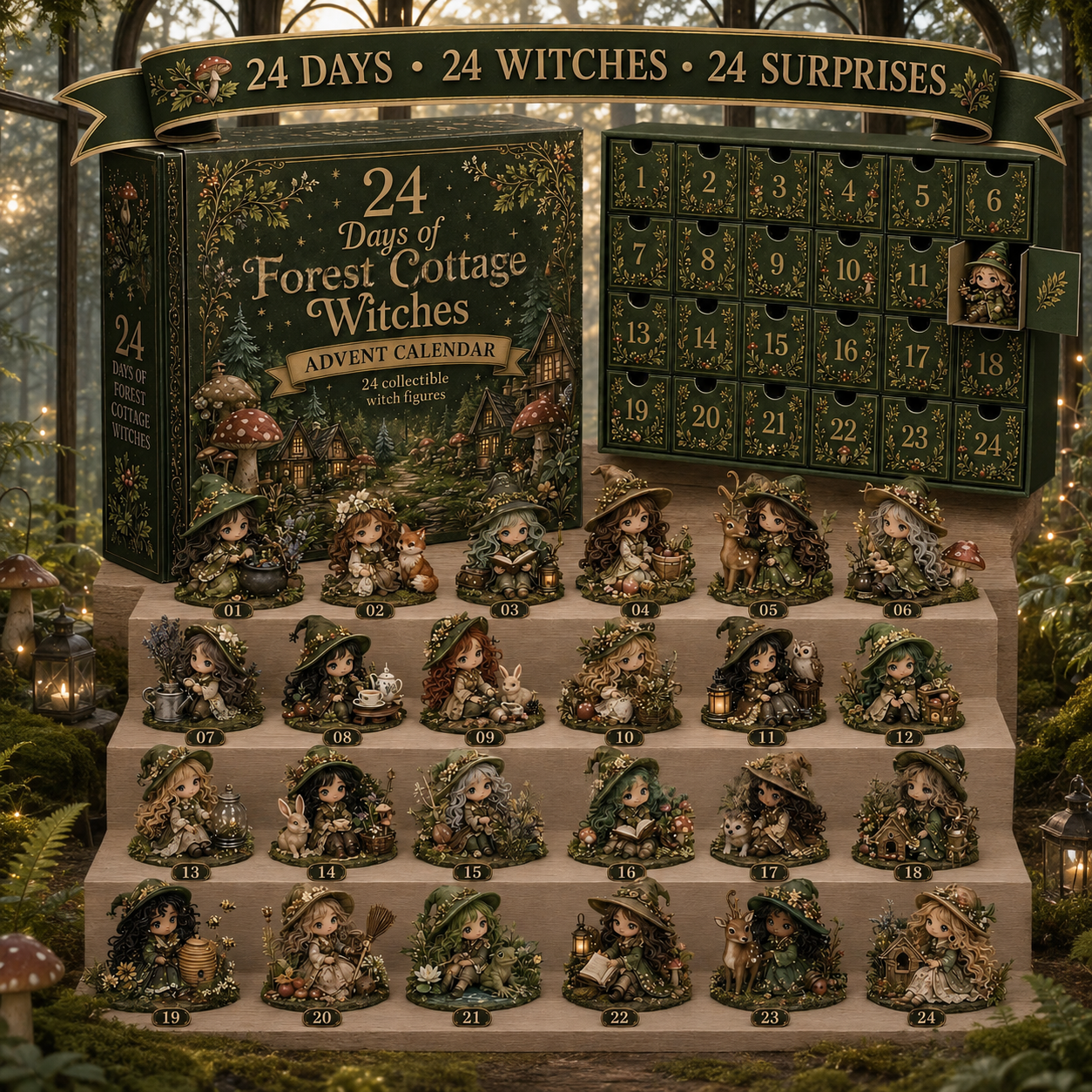 ⏰Limited Stock 49% OFF🔥 2026 The Five Covens Witch Advent Calendar – 24 Collectible Witches, 5 Magical Coven Styles