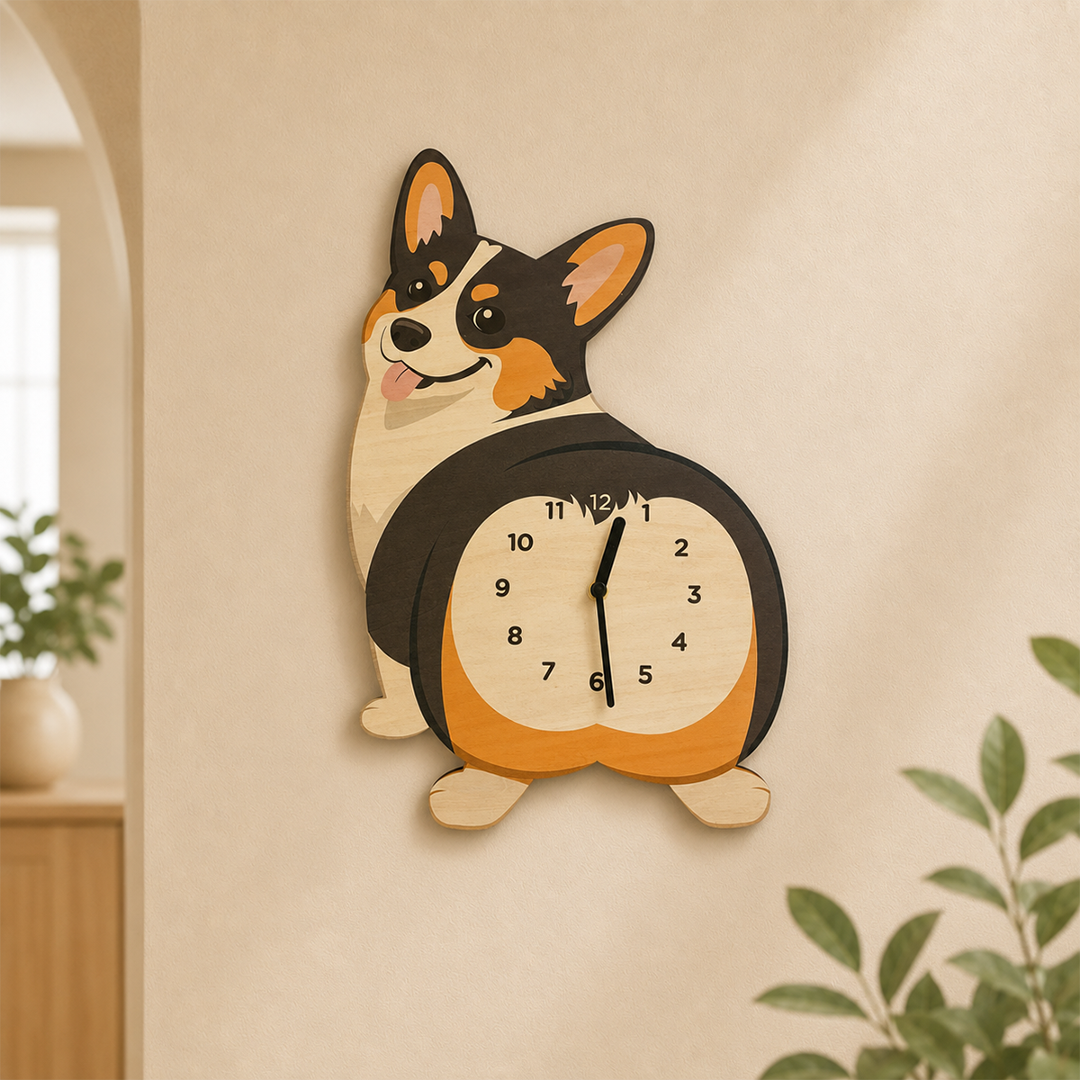 Swing Tail Dachshund Wooden Wall Clock 🐶