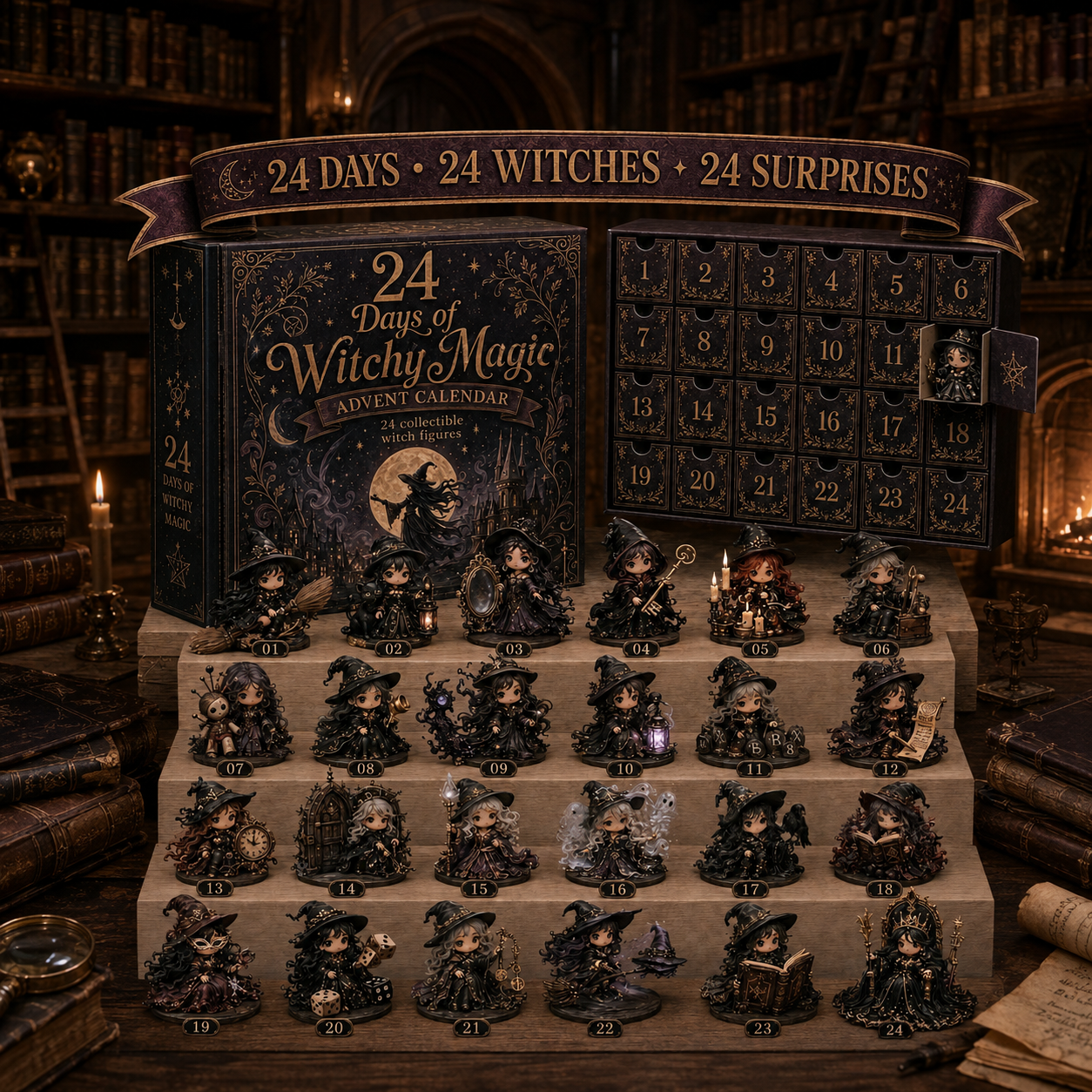 ⏰Limited Stock 49% OFF🔥 2026 The Five Covens Witch Advent Calendar – 24 Collectible Witches, 5 Magical Coven Styles