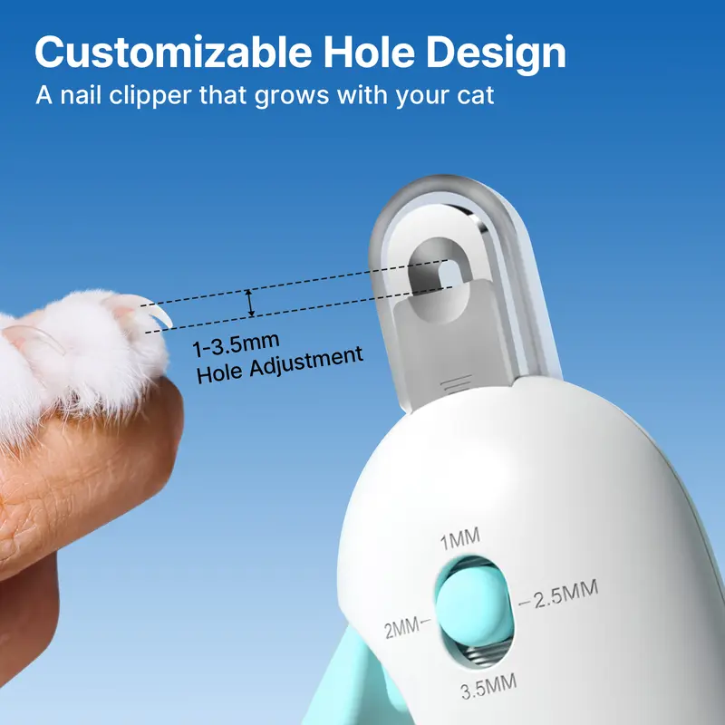 Cat Nail Clipper with 4-Size Adjustable Trimming Hole & Hidden Nail File