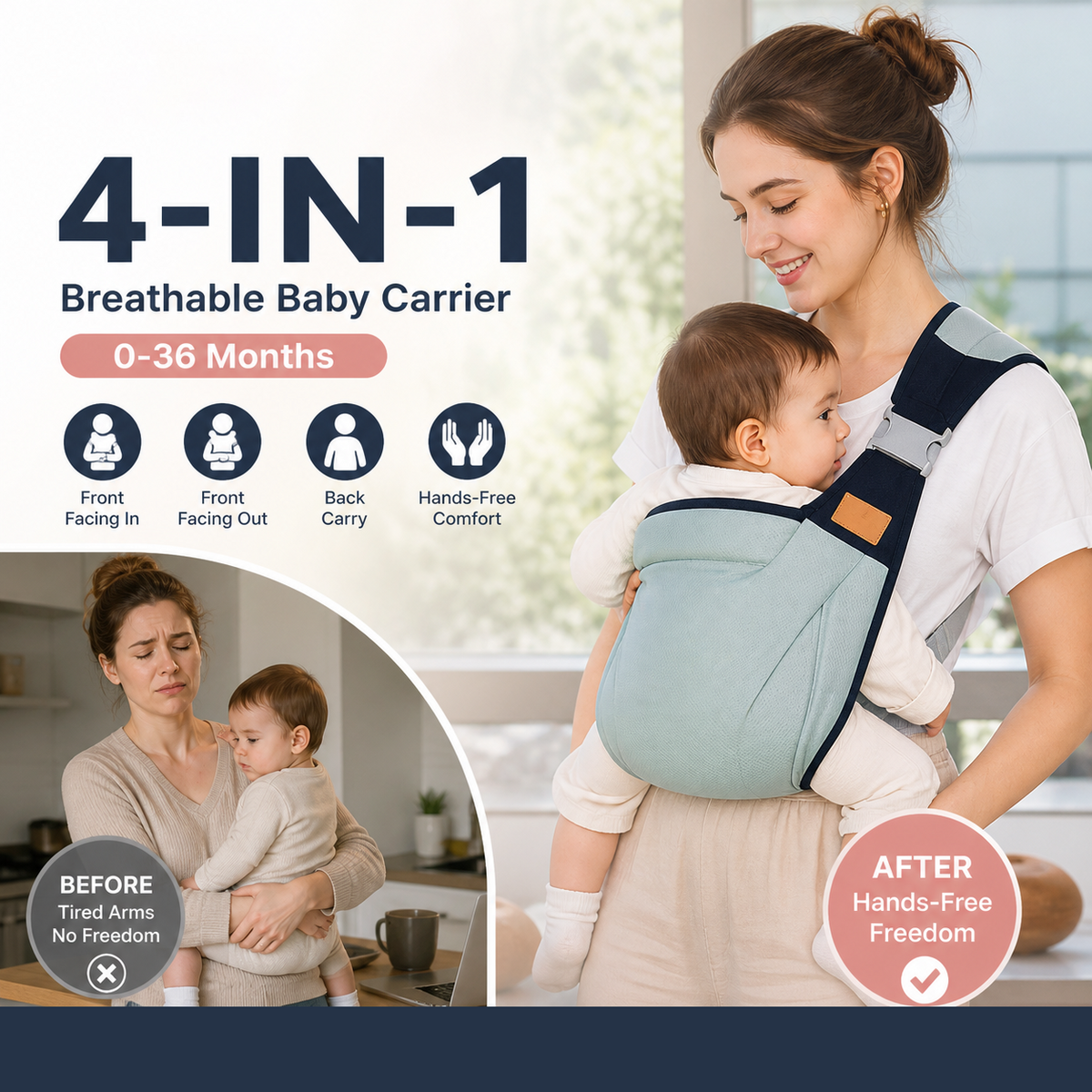 🎉 2026 Sale — Over 30,000 Sold! 👶 4-in-1 Breathable Baby Carrier – 0-36 Months, Front/Back/Facing In/Out – Hands-Free Comfort for Parent & Baby! ✨