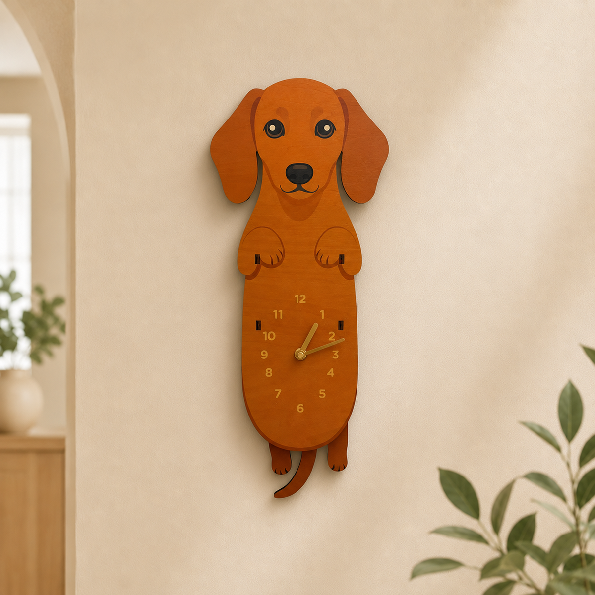 Swing Tail Dachshund Wooden Wall Clock 🐶