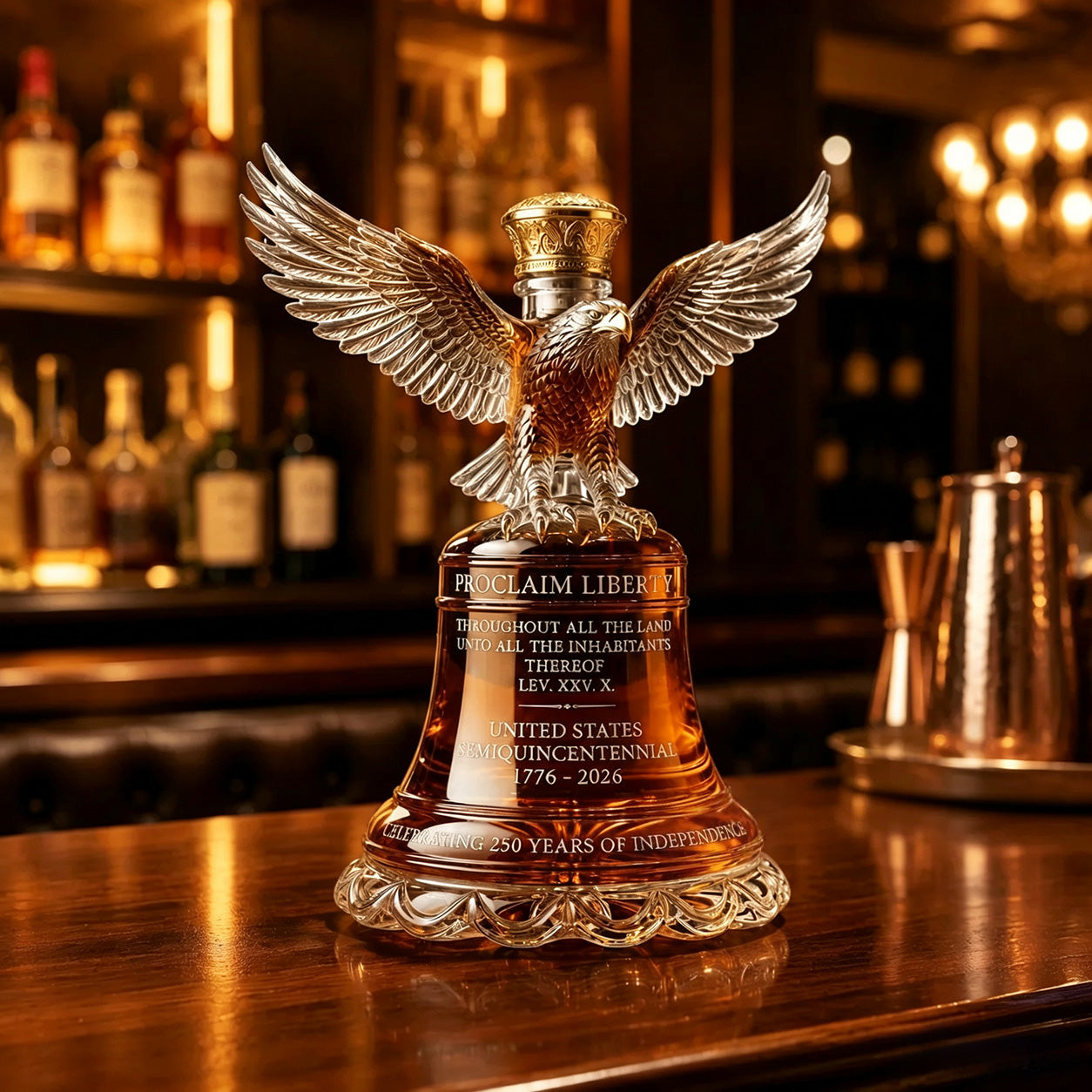 🔥✨ American Eagle Liberty Bell Decanter🦅 A Masterpiece of Craftsmanship and Strength