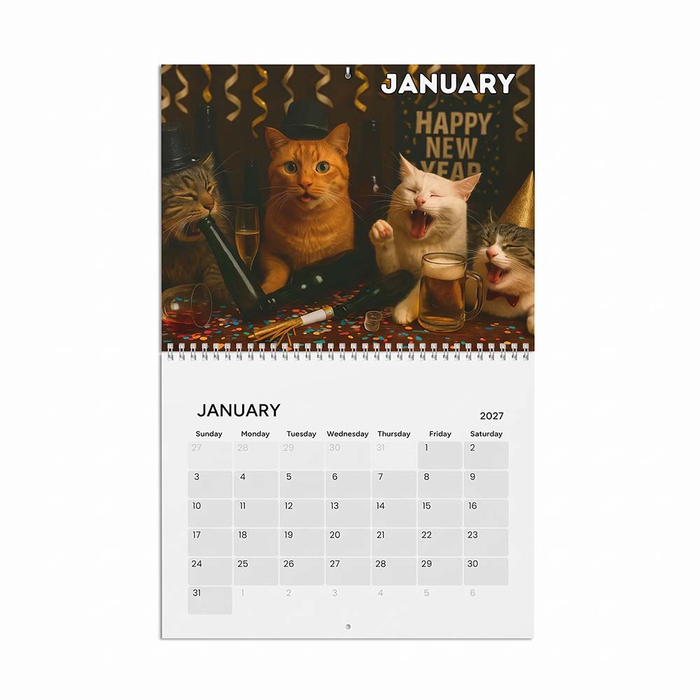 Drunk Cats 2027 funny calendar art