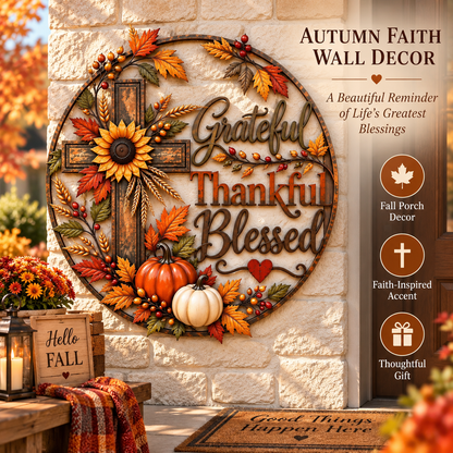 🍂 Grateful • Thankful • Blessed™ Fall Faith Wall Decor ✝️🌻