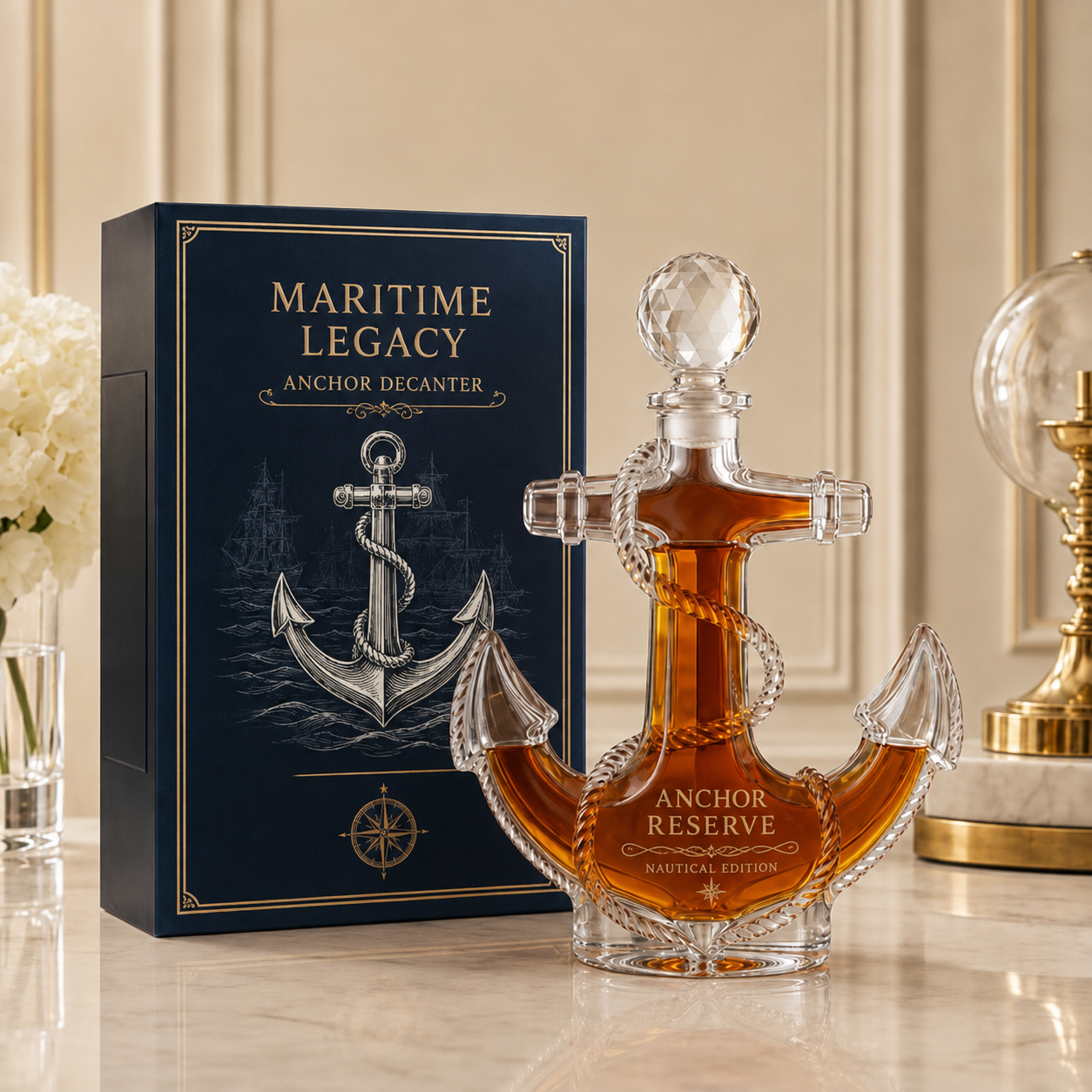 ⚓️America’s 250th Anniversary Nautical Anchor Decanter – Maritime Whiskey Bottle
