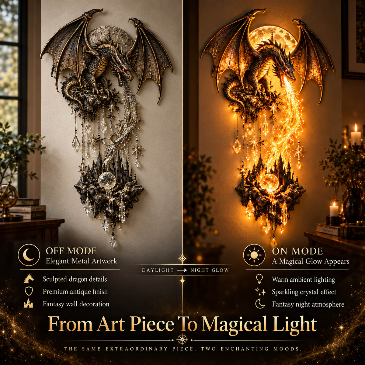 Dragonfire lamp day and night