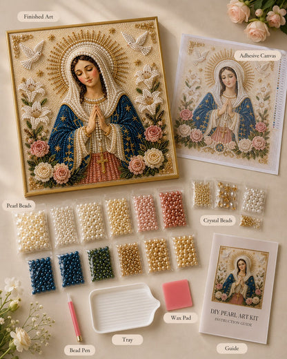 🙏New Arrivals 49% OFF-2026 Divine Pearl Bead Virgin Mary Icon – A Peaceful DIY Faith Art Gift ✨