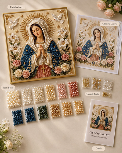 🙏New Arrivals 49% OFF-2026 Divine Pearl Bead Virgin Mary Icon – A Peaceful DIY Faith Art Gift ✨