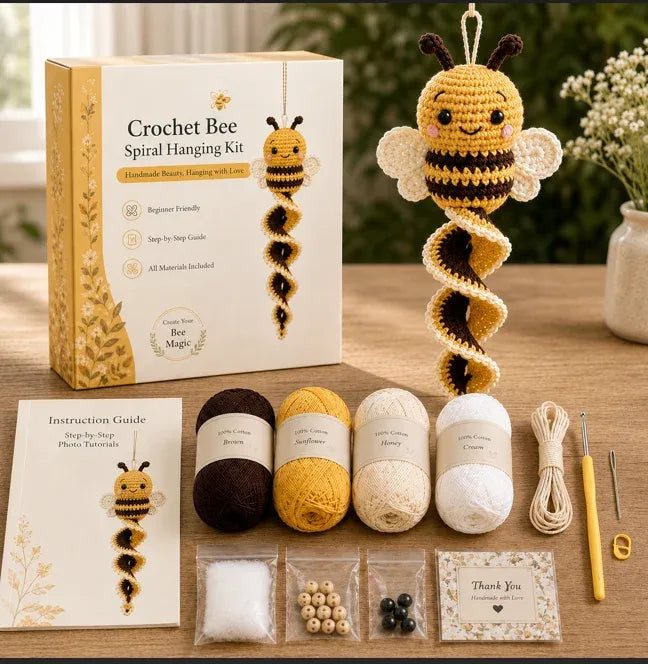 🔥LAST DAY 50% OFF - 🎁Crochet Spiral Hanging Kit – Beginner-Friendly DIY Garden Animal Decor 🧶🌿