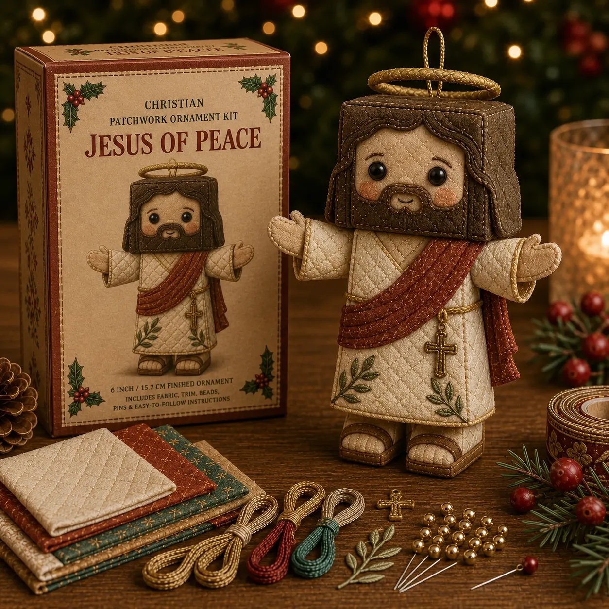🔥HOT SALE🔥⏳ Last Day 49% OFF – ✝️ Beginner-Friendly DIY Christian Block Figure Patchwork Ornament Kit Collection | Complete Kit with Pre-Cut Fabrics, Padded Ornament Form & Step-by-Step Guide Included 💕