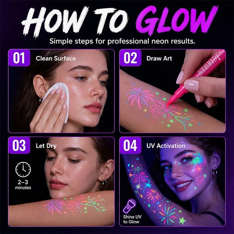 🔥HOT SALE - 49% OFF🎁✨Glow Party Tattoo Pens
