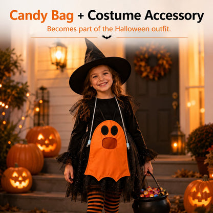 ⏳ Last Day 49% OFF – 👻 Hands-Free “Feed the Ghost” Halloween Treat Bag for Kids | Wearable Front-Hanging Candy Bag with Large Mouth Opening & Roomy Trick-or-Treat Storage 🎃🍬