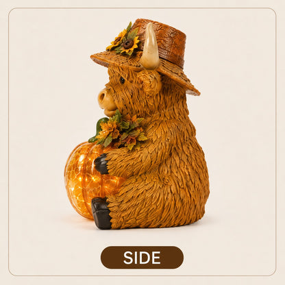 🐮🎃Solar Highland Cow Pumpkin Light