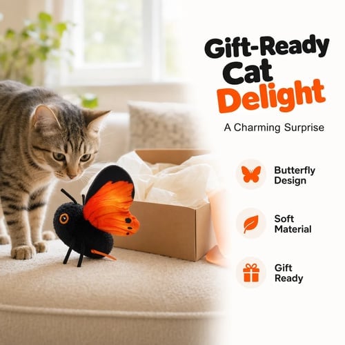 🎁2026 New Arrivals 49% OFF💥Smart Sensing Flapping Butterfly Toy for Cats – Auto-Motion Activation, Realistic Flutter & Endless Play 🦋