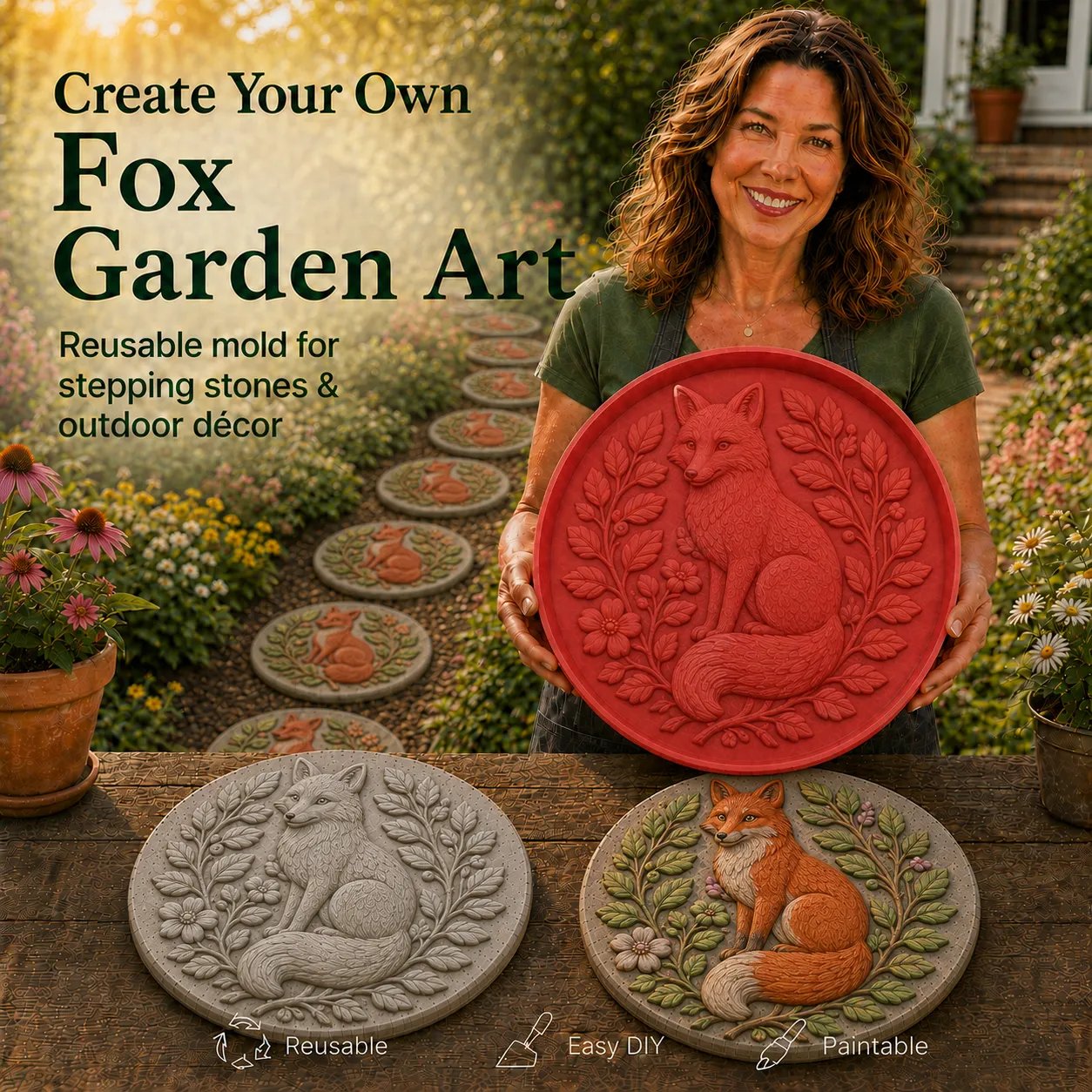 🐦🌸 Hummingbird Garden Art Stepping Stone Mold