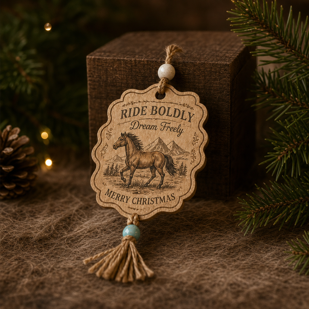 Western holiday gift tag ornament