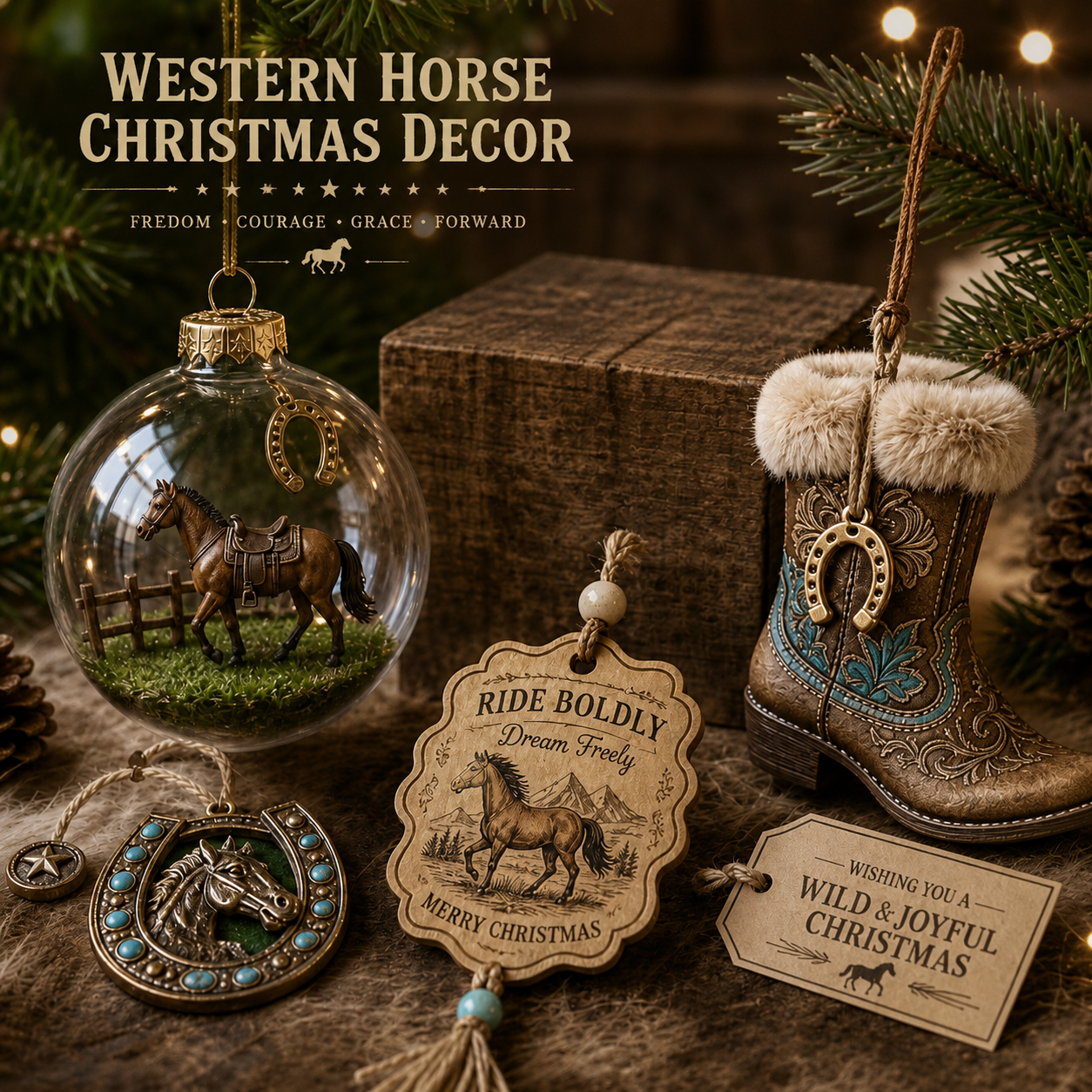 Western horse Christmas ornament collection